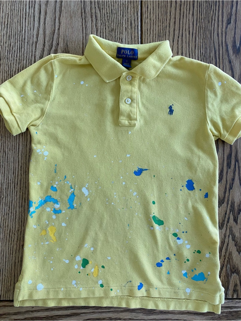 Polo Ralph Lauren Kids Paint Splatter Polo Shirt-Yellow Size 7